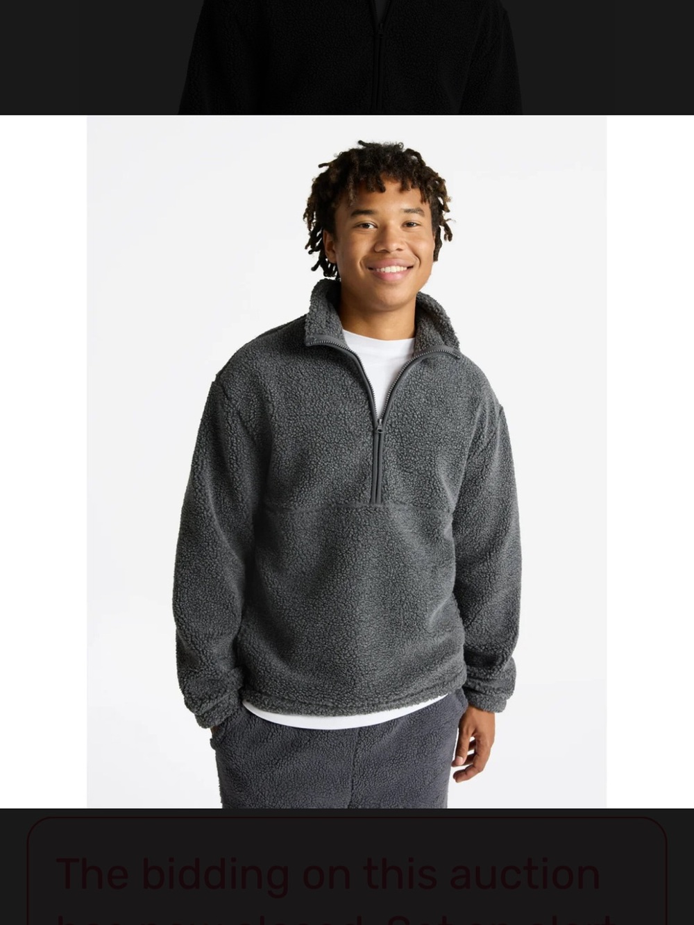 No Boundaries Men’s Sherpa Half-Zip Pullover-Medium